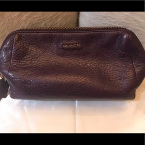 Pebbled leather coach wristlet or cosmetic bag